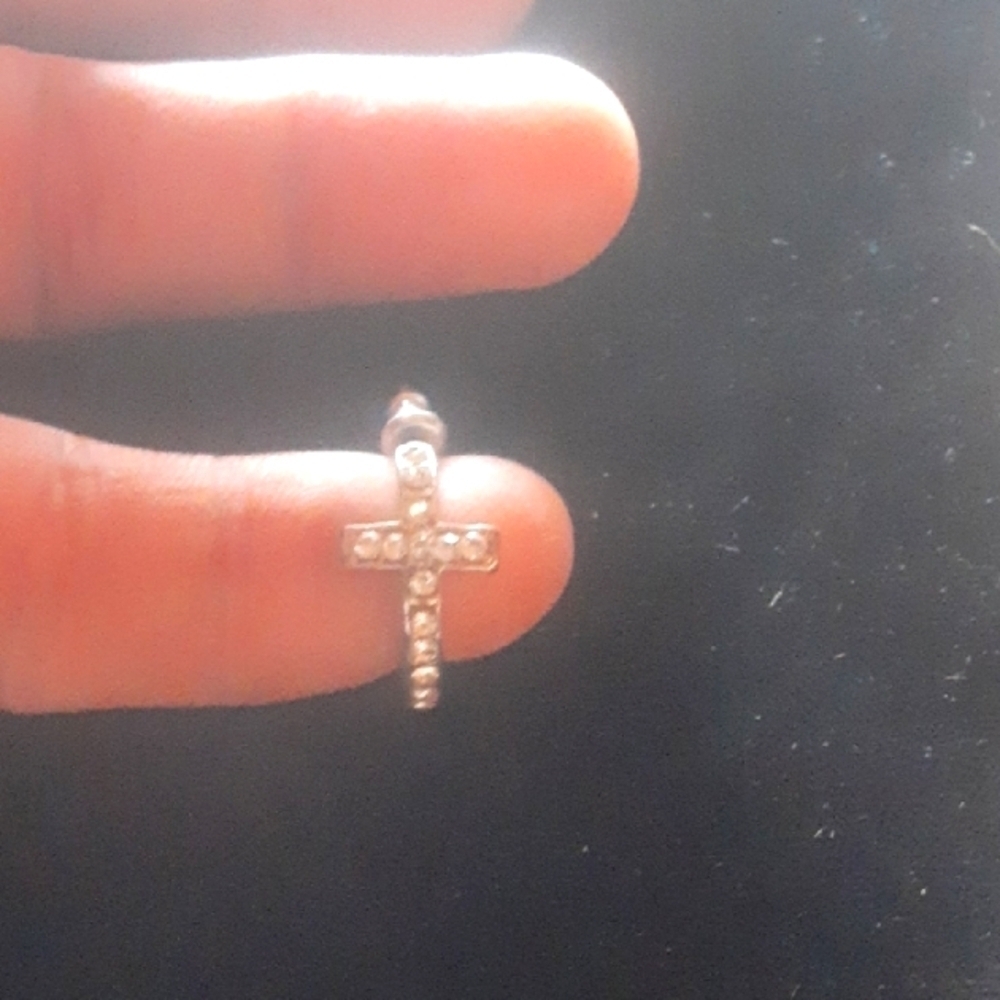 Elegant Gold Tone Cross Earrings